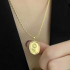 Alloy Embossed Flower Pendant Necklace As Shown In Figure - One Size