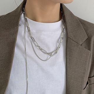 Chunky Chain Layered Alloy Necklace Silver - One Size