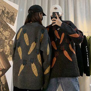 Carrot Jacquard Long-sleeve Sweater