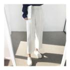 Band-waist Pleat-front Wide-leg Pants