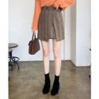 Buckled-waist Plaid Mini Skirt