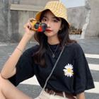 Flower Short-sleeve T-shirt Black - One Size