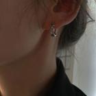 925 Sterling Silver Chained Hoop Earring 1 Pair - Silver - One Size