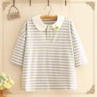 Collared Striped Short-sleeve Top