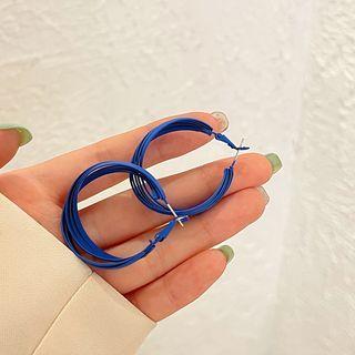 Layered Hoop Earring 1 Pair - 11 - Blue - One Size