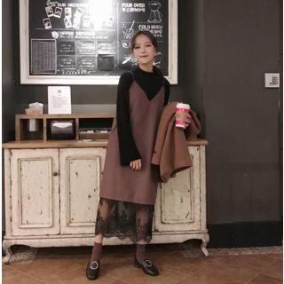 Lace Hem Spaghetti Strap Pinafore Dress
