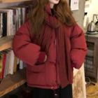 Padded Zipped Coat Red - One Size