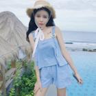 Set: Sleeveless Denim Top + Shorts