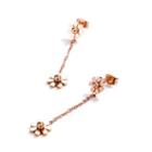 Stainless Steel Flower Dangle Earring 1 Pair - Rose Gold - One Size