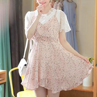 Spaghetti-strap Flared Floral Minidress