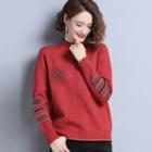 Butterfly Embroidered Mock-neck Sweater