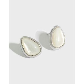 925 Sterling Silver Shell Ear Studs Silver - One Size