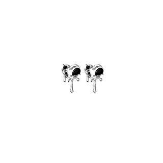 Heart Melting Alloy Earring 1 Pair - E1769-3 - Black & Silver - One Size