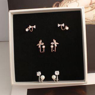 Set: Rhinestone / Faux Pearl Cuff Earring (assorted Designs)
