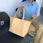 Plain Faux Leather Tote Bag Almond - One Size