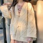 Chunky Knit Cardigan Off-white - One Size