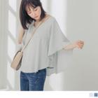 Batwing Sleeve V-neck Ruched Top