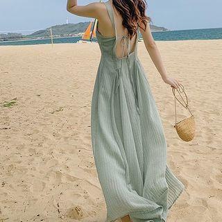 Spaghetti Strap Cutout-back Maxi A-line Dress