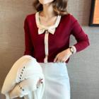 Square-neck Bow Cardigan