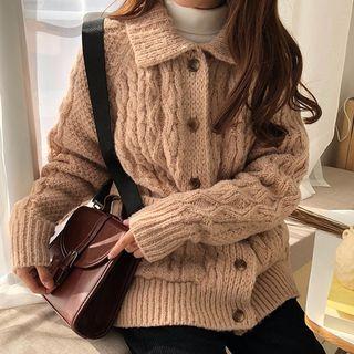 Collared Cable Knit Cardigan