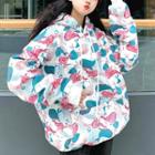 Printed Hooded Pullover As Shown In Figure - One Size