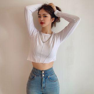 Seam-trim Cropped Slim T-shirt