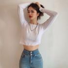 Seam-trim Cropped Slim T-shirt