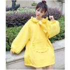 Frill Trim Hoodie Dress Yellow - One Size