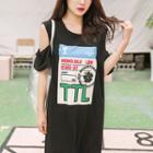 Cut-out Shoulder T-shirt Dress (l~xxl)
