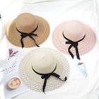 Lace Straw Hat With Bow