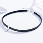 925 Sterling Silver Bar Pendant Leather Choker 925 Sterling Silver - 1 Piece - Black Rope - One Size