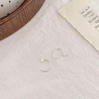 Cube Alloy Earring 01# - 1 Pair - Silver - One Size