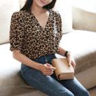 V-neck Puff-sleeve Blouse (2 Designs)