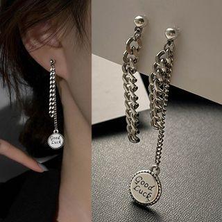 Lettering Fringed Alloy Earring 1 Pair - Silver - One Size