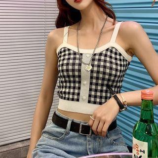 Spaghetti Strap Checked Top