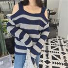 Striped Cold Shoulder Sweater