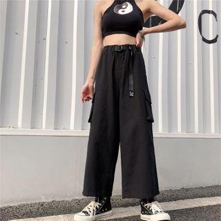 High-waist Cargo Wide-leg Pants