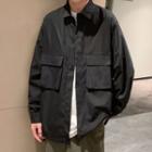 Long-sleeve Double Pocket Plain Shirt