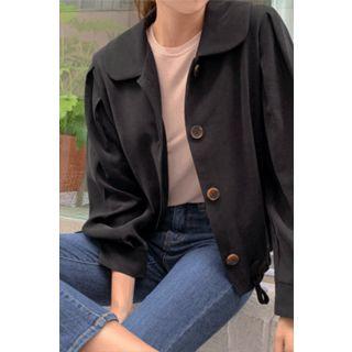 Round-collar Drawcord-hem Blouse
