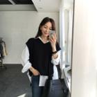 Slit-side Metallic-detail Knit Vest