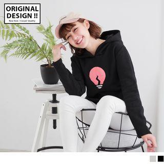 Light Bulb Print Long Hoodie