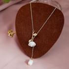 Flower Pendant Alloy Necklace 1 Pc - X594 - Gold - One Size