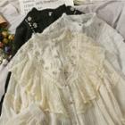 Patchwork Ruffled-trim Lace Shirt