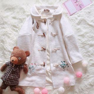 Embroidered Toggle Coat Off-white - One Size