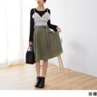 Bow Accent A-line Pleated Skirt