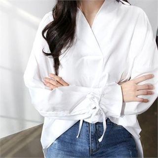 Open-placket Tie-cuff Shirt