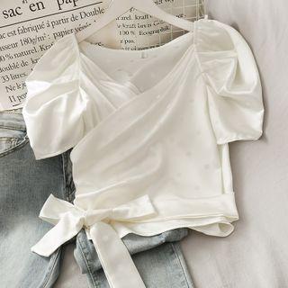 Wrapped V-neck Top White - One Size
