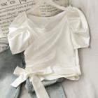 Wrapped V-neck Top White - One Size