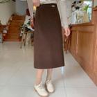 High Waist A-line Woolen Skirt