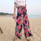Flower Print High-waist Pants